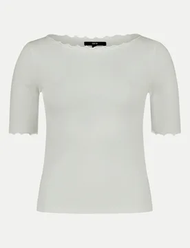 T-Shirt mit U-Boot-Ausschnitt Weiß 44 - Zero - FashionsVida