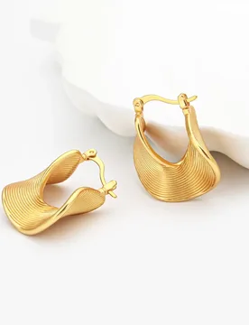 VAROLE Italy Style Simple Twisted Streamlined Fan Hoop Earrings Trendy Fine Striped Irregular Boucles D'oreilles Statement - Aliexpress - FashionsVida