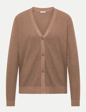 Strickjacke mit V-Ausschnitt 17796-creamy mocha melange L - CECIL - FashionsVida