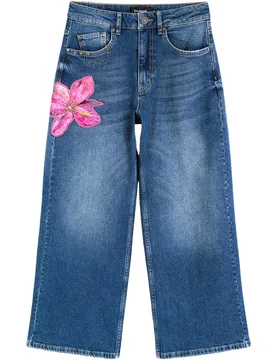 Pantalón de mujer vaquero floral culotte - Desigual - FashionsVida