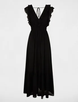 Vestido largo con escote pico - Morgan - FashionsVida