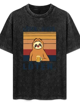 L?ten Digga Loten Faultier Bier Saufen T-Shirt Non-Shrink Basic Cotton T-Shirt - Aliexpress - FashionsVida