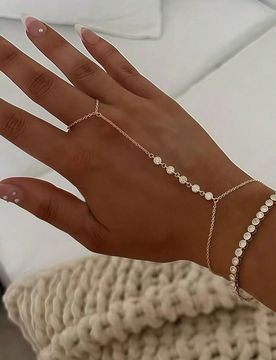 Piezas Conjunto de anillo y pulsera elegante con circonita cúbica brillante multicapa, adecuado para uso diario, discoteca, fiesta y reuniones de muj