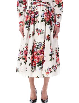 Elegant Midi Skirt with Vibrant Floral Print