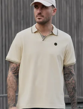 Street One Kurzarm Poloshirt mit Struktur male Beige - Street One MEN - FashionsVida
