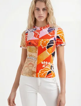 T-shirt côtelé M. Christian Lacroix MATERIAL FINISHES M female - Desigual - FashionsVida