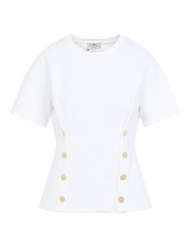 T-shirt con bottoni dorati