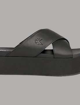 Calvin Klein sandalo flatform pelle tacco 6 cm suola TPR nero