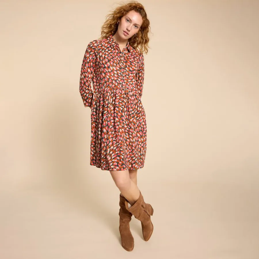Organic Everly Jersey Shirt Dress - Pink - White stuff - FashionsVida