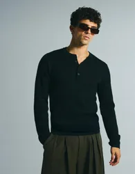Pull En Maille À Col Tunisien L Noir