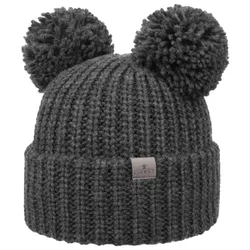 Double Pom Knit Beanie by - anthracite - Damen - Size: One Size