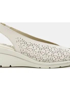 Zapato tipo pee-toe en color arena con cristales - 24HRS - FashionsVida