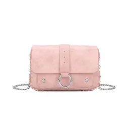 Women's Small Flap Buckle Detail Crossbody Bag in Pink - Pink - Size: One Size