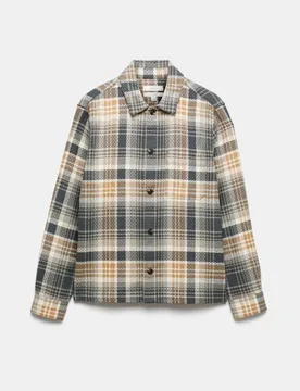 Pure Cotton Checked Overshirt Green Mix male - M&S - FashionsVida