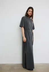 T-Shirt-Kleid mit kurzen Ärmeln Graumeliert L