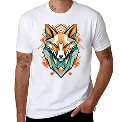 Spirit of the Fox: Geometric Kitsune T-Shirt man tshirt black cotton t-shirt plain for man package T-Shirt