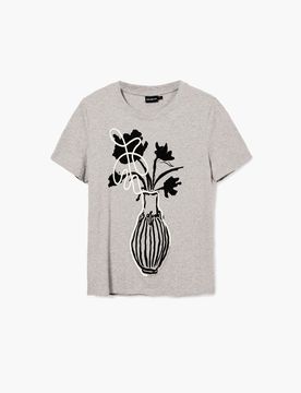 Camiseta lisa jarrón, Algodon, Negro, XS