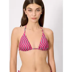 Tops de bikini triángulo estampado ondas en copa b