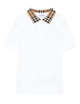 Check Collar Cotton Polo Shirt