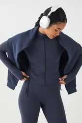 Womens Sculpt Ruched Side Sports Jacket - Blue Polyamide - Size Medium