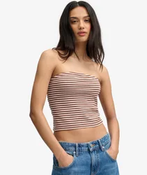 Superdry Damen Athletic Essentials Gestreiftes Jersey-bandeau-top Brown - Größe: 42