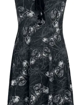 Gothic Kurzes Kleid - Web Of Poison Mini Dress - XL - für Damen - Größe XL - schwarz/grau - Frauen - female - Alchemy by Killstar - FashionsVida