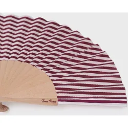 Abanico pintado a mano con estampado de rayas