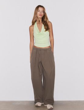 Drapiertes Neckholder-Top Grün M