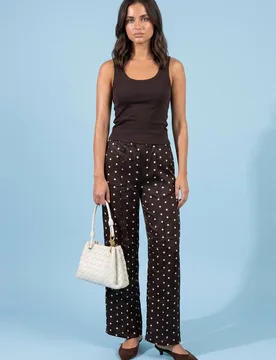 Women's Spot Tape Side Trouser in Brown Size: 16 - Brown - Size: 16 - Urban Bliss - FashionsVida