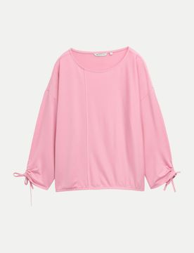 Langarmshirt mit Schnürbündchen Rosa S