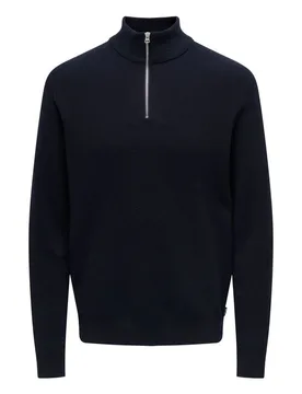 Strickpullover - ONSPHIL REG 12 STRUC HALF ZIP KNIT NOOS - S bis XXL - für Männer - Größe XL - navy - Männer - male - ONLY and SONS - FashionsVida