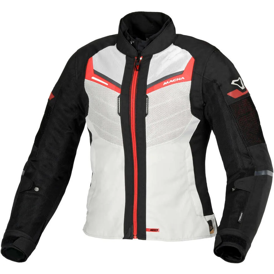 Giacca Moto Donna Tondo Light Grigio Nero Rosso taglia XS - Macna - FashionsVida