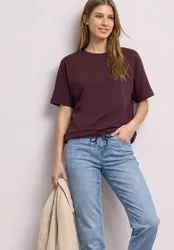 T-Shirt mit Rundhals im Silk-Look female Rot