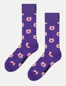 Socken mit Schweinprint Violett 41-46 - Happy socks - FashionsVida