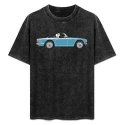 Wedgwood Blue color TR6 – the Classic British Sports Car T-Shirt Basic Daily Outfit Short Sleeve Tee