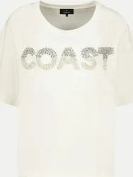 Kurzarm Sweatshirt mit "Coast"-Schriftzug Weiß 38