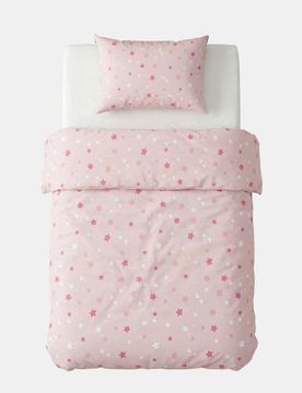 Set di biancheria da letto in cotone con motivo stelle - rosa pastello