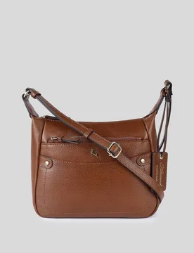 Classico Napoli' Real Leather Top Zip Crossbody Bag - Tan - Size: One Size - Ashwood Leather - FashionsVida