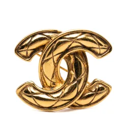 CC Gold Plated Quilted Brooch