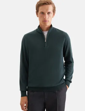 Regular Quarter Zip Uni Grün XXL - Seidensticker - FashionsVida
