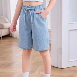 Shorts de Mezclilla de Pierna Ancha Casuales de Verano para Niñas Preadolescentes