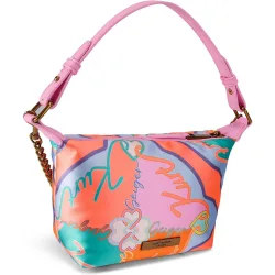 Bolso de hombro con estampado monograma y cierre de cremallera