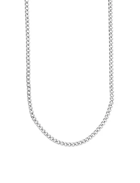 Womens Stainless Steel 22 Inch Curb Link Chain Necklace - Silver - One Size - The Jewellery Stockroom - FashionsVida