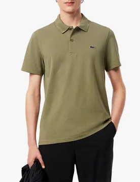 Polo mezza manica verde militare in cotone organico stretch punto wafer - Lacoste - FashionsVida