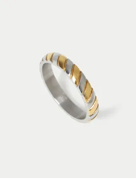 Mixed Metal Band Ring Metallic male - M&S - FashionsVida