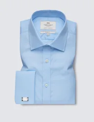 Classic Fit Easy Iron Pure Cotton Shirt Blue male