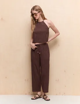 Pantalón jogger crop de mujer con cintura ajustable - Easy Wear - FashionsVida