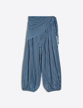 Pantalon Bouffant Style Foulard M Bleu