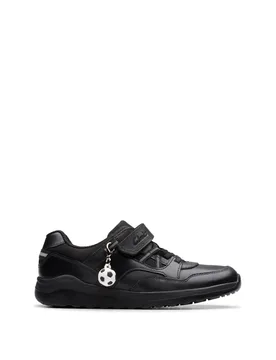 Leather Riptape School Shoes (10 Small-2½ Large) Black male - Clarks - FashionsVida