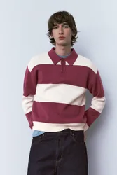 Paneled Knit Polo Shirt (Size: )